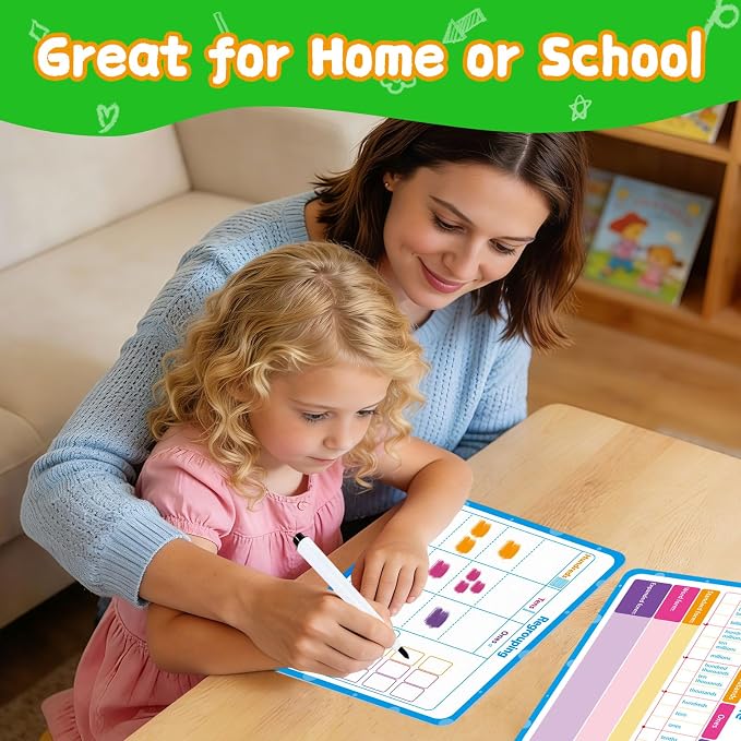 12 Pack Double Sided Value Chart Dry Erase Board,12" x 9" Multiplication Flash Cards,Math Manipulatives Small White Board for Kids,Math Games Chart for Preschool Learning,Homeschool Essentials