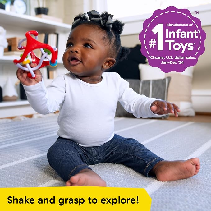 Baby Einstein Slide & Swirl Sensory Ball, Multisensory Baby Toy with Textured Beads, Rattle Sounds & Easy-Grip Design, Ages 3 Months+
