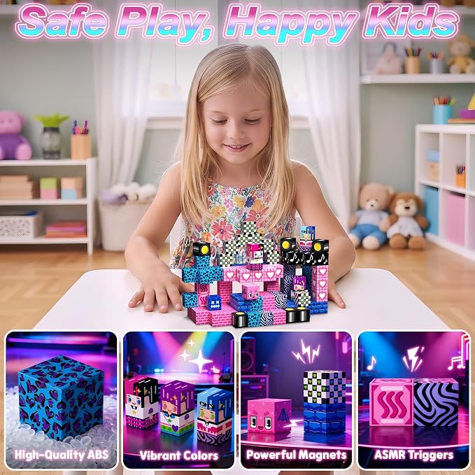 Magnetic Blocks Building Toys for Kids, 48 PCS Magnetic Blocks for Kids Ages 4-8, Magnetic Cubes, STEM Sensory Toys for Boys & Girls, Birthday Gifts for Kid Ages 3+