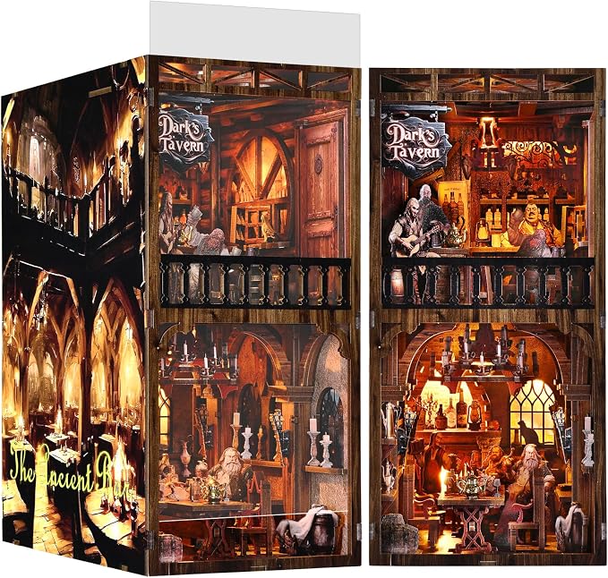 TOYQI Book Nook Kit, DIY Miniature Dollhouse Kit for Adults and Teens | Booknook Tiny House Kit Bookshelf Decoration 3D Wooden Puzzle Bookend