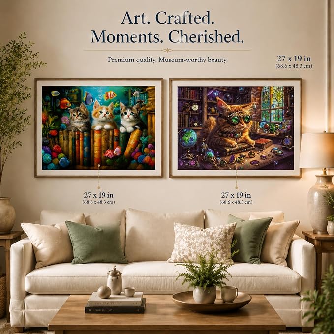 2-Pack Adult Puzzle Set – 2 Unique Designs, 1000 Pieces Each (2000 Total Pieces), Enchanted Cat Jigsaw Puzzles, Underwater & Starlight Magic Cats Puzzle, Whimsical Cat Puzzles, Challenging Family Fun