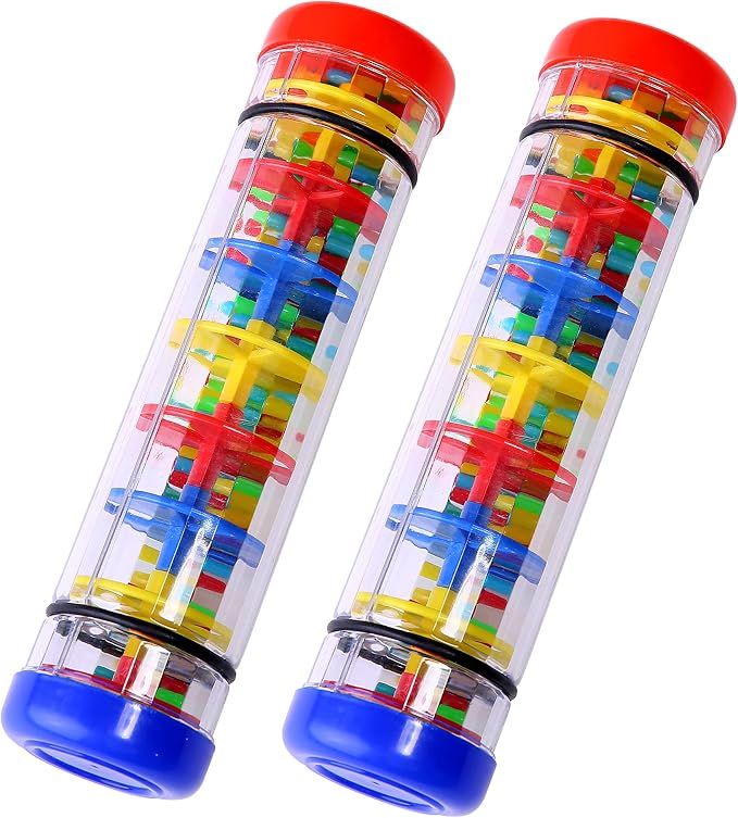 TDOCK 2 Pack Rainmaker Rain Stick Musical Instrument for Babies, Toddlers and Kids, 8 Inch Rainfall Rattle Tube Rainstick Shaker Toy