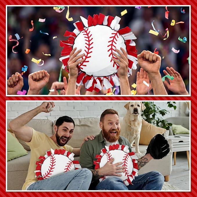Weysat 6 Sets Baseball Tied Pillow Craft Kit DIY Orange Red White Baseball Shaped Pillow Craft Gifts with PP Cotton for Sports Theme Party Game Day Room Decor VBS School Favors Classroom Giveaways