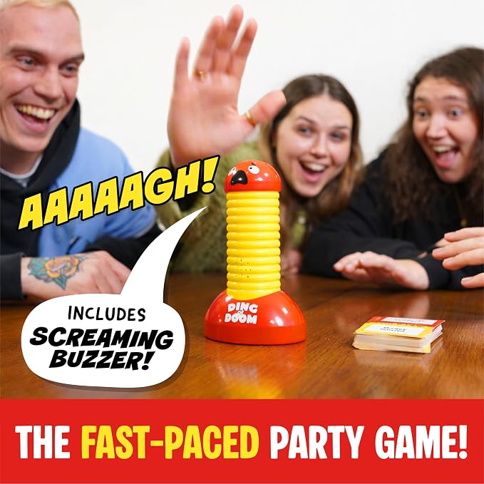Lucky Egg Ding Or Doom – Fast-Paced Buzzer Party Game for Kids, Teens & Adults – Quick Thinking Category Game with 200 Prompts – Fun Family & Party Game Night Game for 2+ Players (Ages 12+)