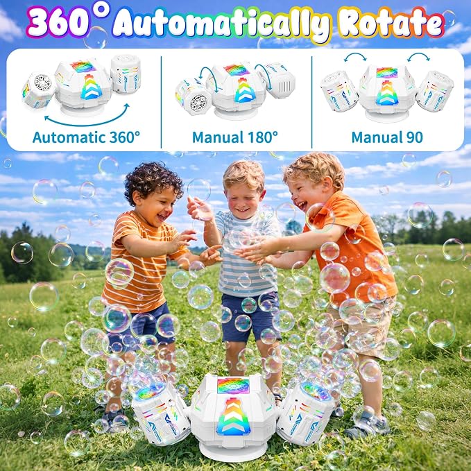 2026 RC Bubble Machine, 30000+ Big Bubbles Automatic Bubble Maker, Rechargeable Bubble Blower with 360° Rotation, 9 Lights & 2 Speeds, Outdoor Bubble Toys Gifts for Kids, Weddings, Birthday Parties