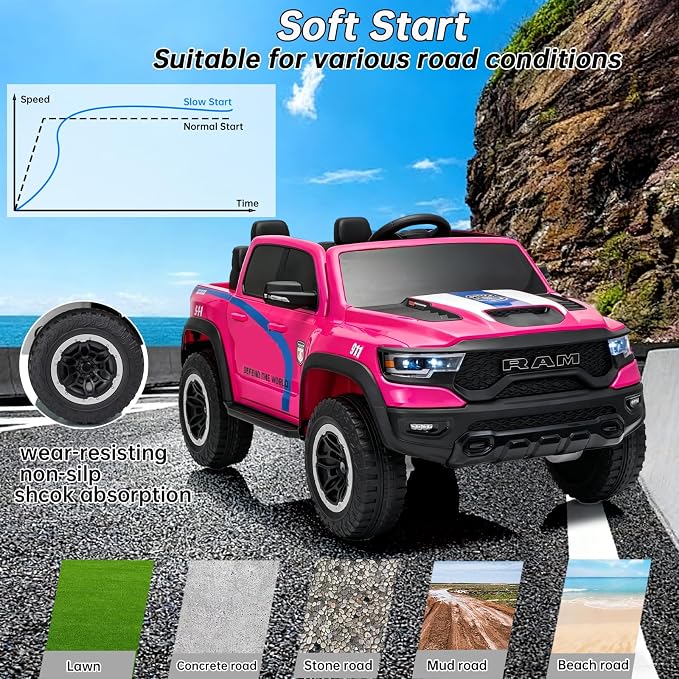 FINITO 4WD Kids 24V 4x4 Kids Ride On 2 Seater Police Truck, Remote Control Ride On Toy Car, Kids' Electric Ride On Truck, Kids' Side by Side Truck for Children Ages 3+, Powered Cars for Kids