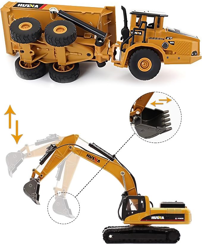 Gemini&Genius Heavy Duty Excavator Toy Dump Truck Toys for Kids, Construction Site Playset, Metal Construction Vehicles, Outdoor Sandbox Car Toys Gifts for Kids 4 5 6 7 8 Years Old Boys Girls Toddlers