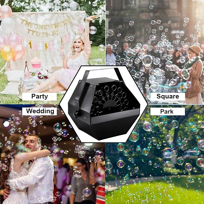 ATDAWN 1L High-Capacity Automatic Bubble Machine with 45ft Remote, Professional Metal Bubble Blower for Wedding Party Stage Event Indoor Outdoor Use – Adult Supervision Required