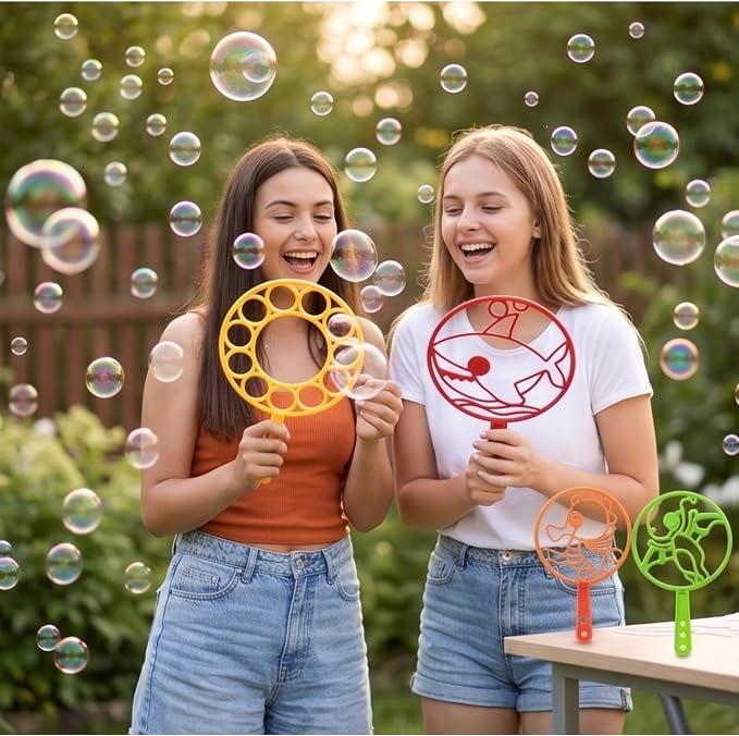 Giant Bubble Wands - Bubbles for Kids, Giant Bubbles, Bubble Toys, Large Blowing Rings, Variety Shapes Set for Big Soap Bubbles, Includes Huge Bubble Mix Solution Kit 29 Pack