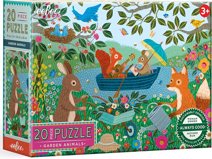 eeBoo 20 Piece Jigsaw Puzzle - Garden Animals Children's Puzzle Nature & Animals Themed, Large Pieces for Small Hands to Develop Motor Skills