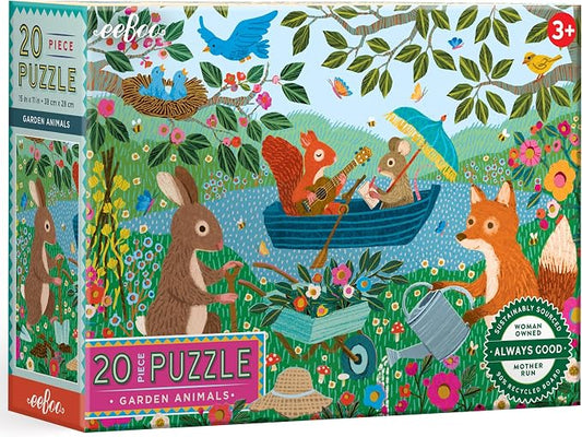 eeBoo 20 Piece Jigsaw Puzzle - Garden Animals Children's Puzzle Nature & Animals Themed, Large Pieces for Small Hands to Develop Motor Skills