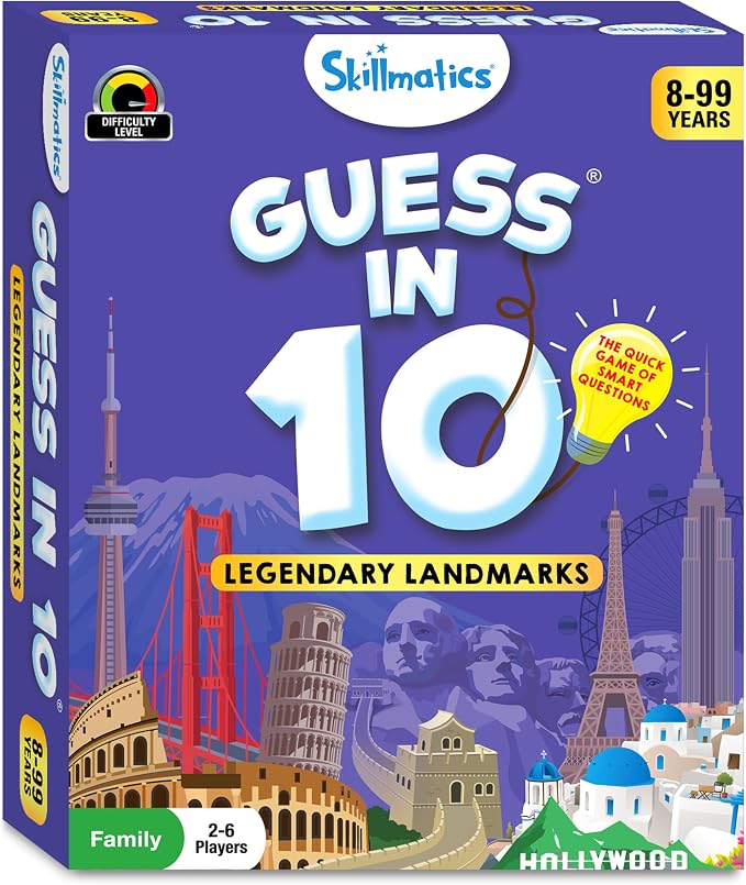 Skillmatics Guess in 10 Legendary Landmarks, Educational Travel Toys for Boys, Girls, and Kids Who Love Card Games, Board Games, Geography and History, Trivia, Gifts for Ages 8, 9, 10 and Up