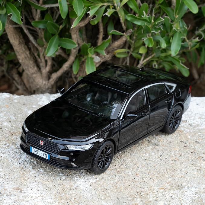 Collectible Toy Car Vehicle, 1:32 Scale Diecast Car Model with Lights and Sound, Alloy Pull Back Car for Kids Adults Birthday Gift (Black)