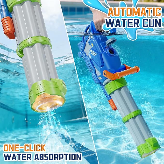 Electric Big Gatling Squirt Water Gun for Kids Adults - High Power Automatic Water Blaster with Large Capacity, Outdoor Summer Pool Long Range Water Toys Fight Games for Kid Age 8-12 Year Old