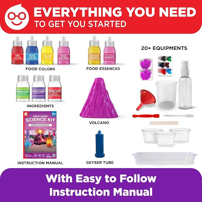 Doctor Jupiter Girls' Super Science Kit for Ages 8-12 | Birthday Gift Ideas for Girls 8,9,10+ Years Old | Chemistry Set with 100+ Experiments