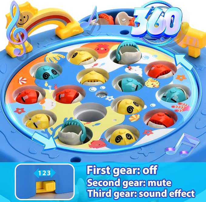 Magnetic Fishing Game Toy for Kids Ages 3-8 | Fun Kids Games with 25 Fish, 6 Poles & Rotating Board | Toddler STEM Toy, Montessori Toys with Music Switch | Birthday Gift for Boys and Girls