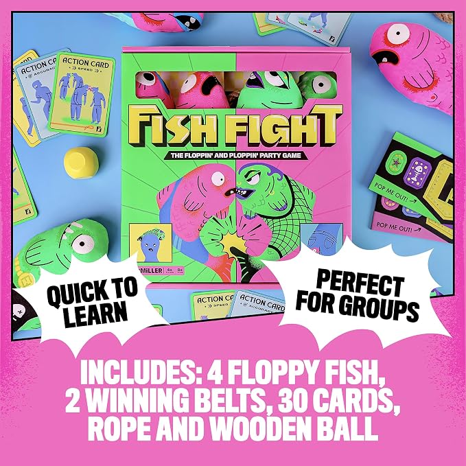 Fish Fight – Funny Flopping Fish Game for Kids & Adults | Outdoor Summer Party Game for Beach, Backyard, Pool, Family & Friends