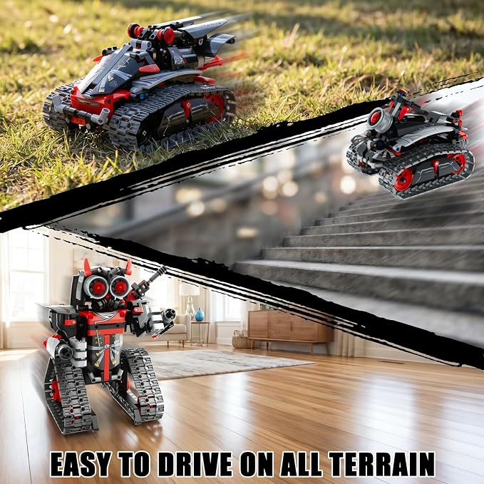 Remote Control Robot Building Kit for Boys 6-12, 3-in-1 STEM Remote & APP Controlled Coding Gear Robot/Tank/RC Car, 419 Pcs Science Learning Educational Building Blocks Toy Set Gift for Kids