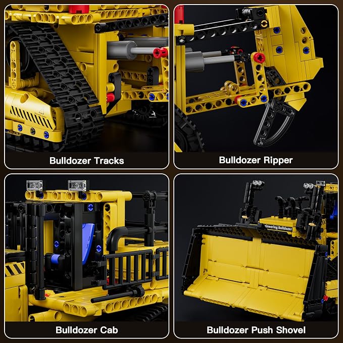 RC Bulldozer Building Set, 1508 Pcs Motorized Remote Control Construction Vehicle Model, 15084 STEM Engineering Blocks Toy for Adults 14+, APP and Controller Dual Control Collectible