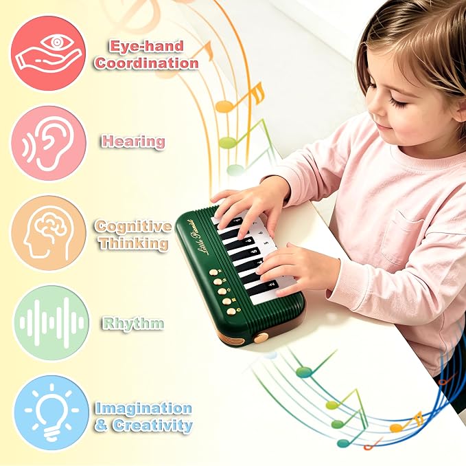 Mini-Piano-Keyboard for Toddlers Piano Toy Portable Pocket Piano with Light Up丨Musical Keyboard Electronic Instrument Learning Keyboards Toys Gifts for 3 4 5 6 Years Old Boys Girls (Green)
