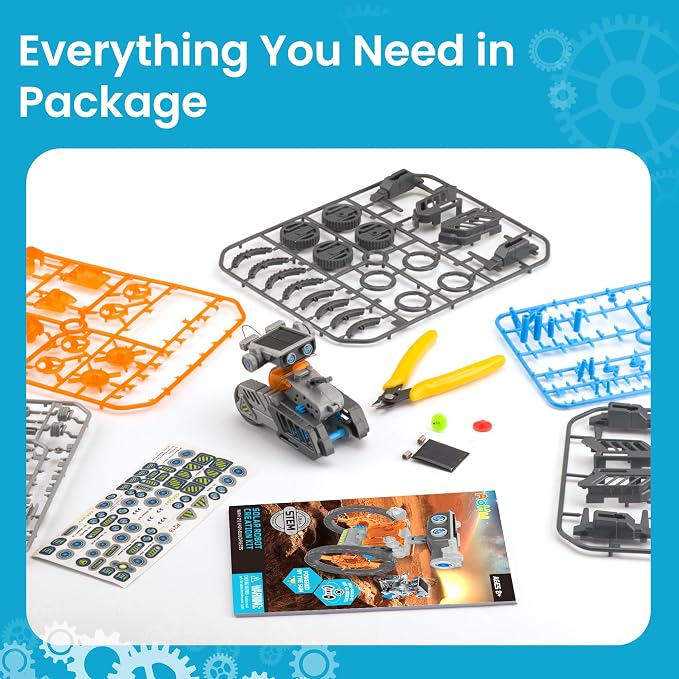 Solar Robot Building Kit STEM Gift for Boys Aged 8-13, DIY 15-in-1 Educational Science Building Toy, Solar or Battery Powered Robotic Set for Children Birthday with 212 Pieces
