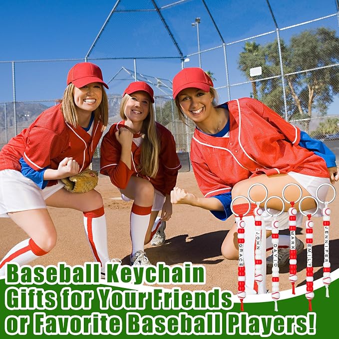 Landical 564 Pcs Baseball Keychain Making Kit DIY Baseball Bead Key Chain Craft Adjustable Sport Letter Bead Charm Sport Theme Party Favor Gift Backpack Accessories Holiday Decoration(Novel Color)