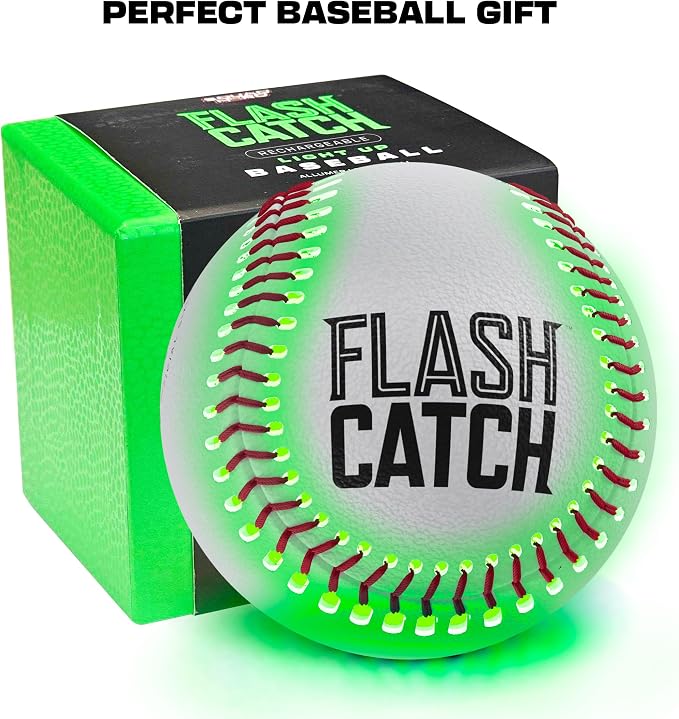 FlashCatch Rechargeable Light Up Baseball - Sports Gifts for Boys - Ball Accessories Gear Gift Ideas for Teenage Boy - Glow in Dark Balls - Cool Stuff for Teen Kids Age 8, 9, 10, 11, 12, 13, 14 Year