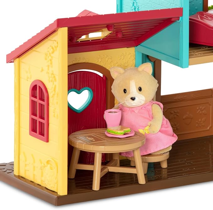 Li'l Woodzeez – Li'l Nextdoor Neighbors Townhouse Playset with 12 Pieces Dollhouse Furniture, Accessories & Pretend Play Food – Adorable Gift Toy for Imaginative 3+ Years