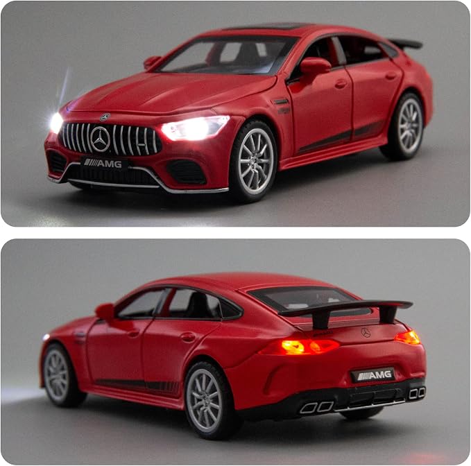 WAKAKAC 1/32 AMG GT63 Model Car Zinc Alloy Diecast Collectible Toy Car Pull Back with Light and Sound Toy Vehicle for 3+ Years Old Kids(Red)