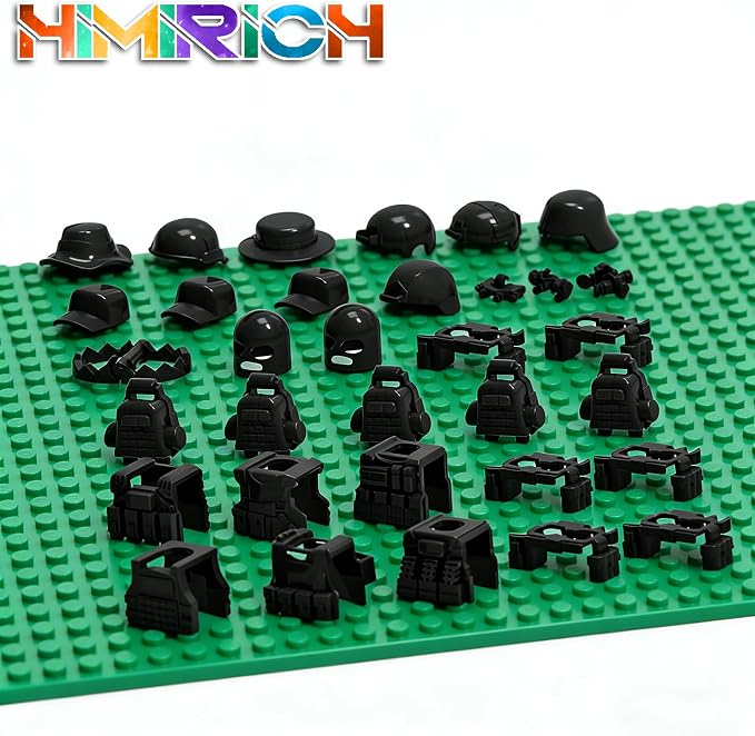 Military Weapons Pack, Classic Building Block Military Toy Accessories Hat, 30 Piece Army Figure Accessory Combo, Compatible with Major Brands
