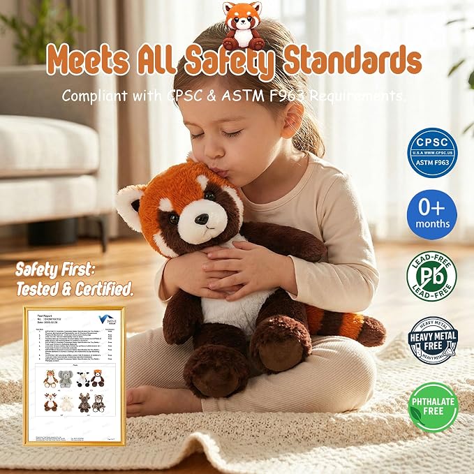 Stuffed Animal Plush Toy Soft Plushie Cuddly Red Panda Cute Plush Toy for Kids Toddlers Boys Girls Birthday Christmas Nursery Decor Party Favors