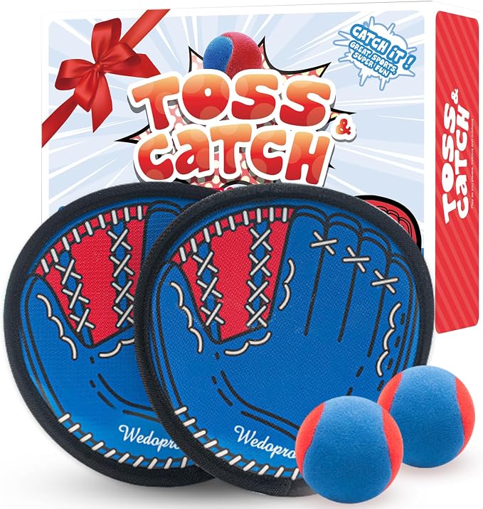 Toss and Catch Ball Game, Kids Toddler Baseball Glove & Catch Ball Toys, Kids Outdoor Games for Family, Toys for Beach Yard Outside, Birthday Easter Gift for Ages 3 4 5 6 7 8-12 Year Old Boys Girls