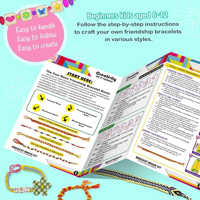 CEUCAL Bracelet Making Kit for Girls - Friendship Bracelet Kit - Birthday Gifts for Ages 6 7 8 9 10 11 12 Year Old, Arts and Crafts for Kids Ages 8-12 Teen Bracelets DIY Maker Light Blue