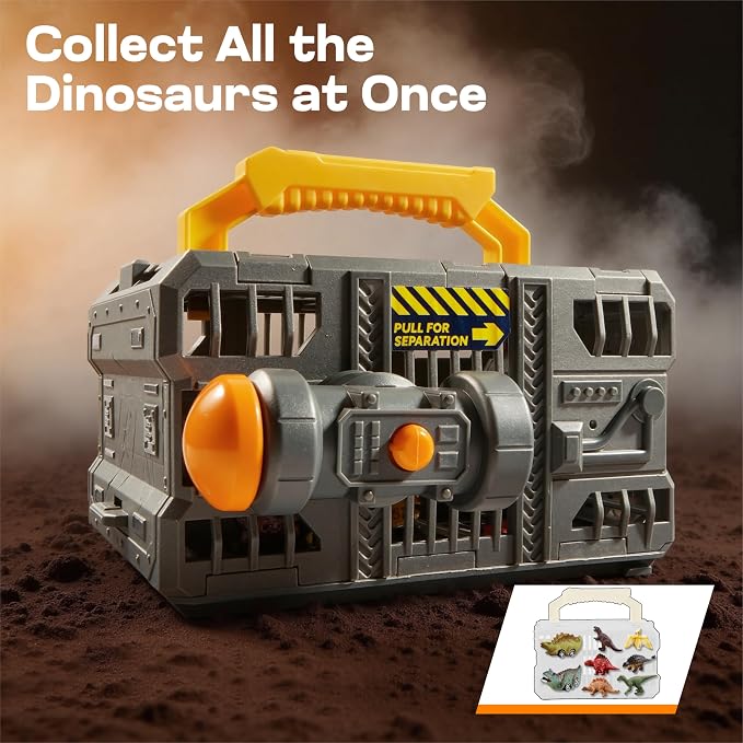 Vroomix JOVA Dinosaur Toys for Kids 3-5, Dinosaur Carrier Truck with 2 Pcs Cars and 6 Pcs Figures for Toddlers, T.Rex Truck with Launcher and Darts, Birthday Gifts Toys for 3 4 5+ Year Old Boy