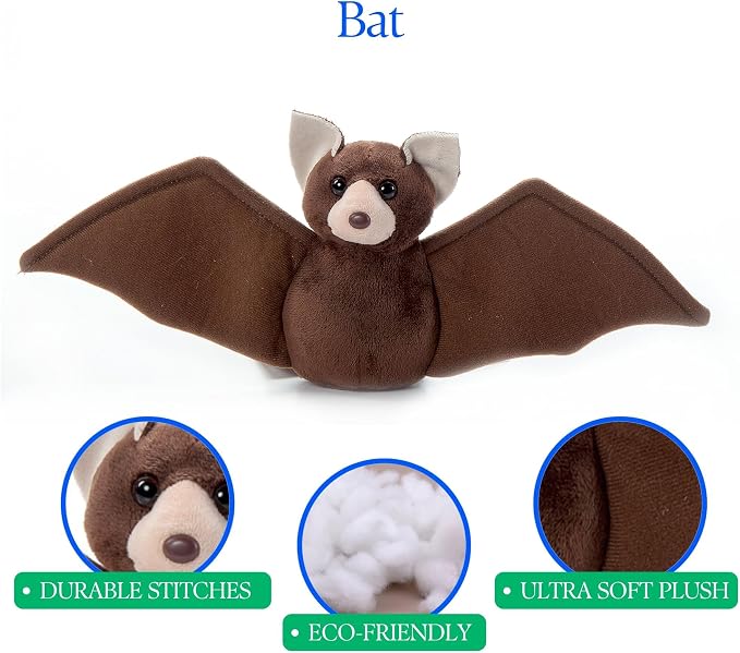 The Petting Zoo Bat Stuffed Animal Plushie, Gifts for Kids, Wild Onez Babiez Wildlife Animals, Bat Plush Toy 6 Inches
