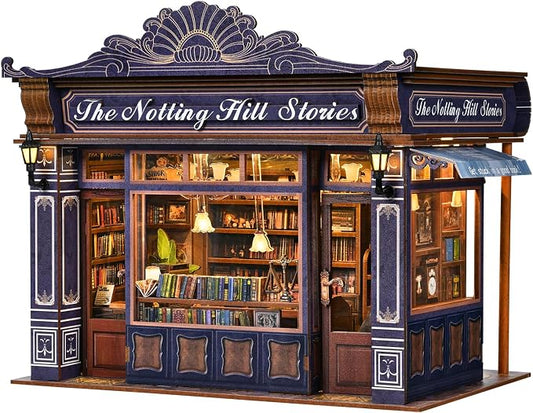 Book Nook Kit, DIY Miniature House Dollhouse Kit 3D Puzzle for Adults | Booknook Bookend Bookshelf Decor Tiny House Model Build with Openable Door, Gifts for Family and Friends
