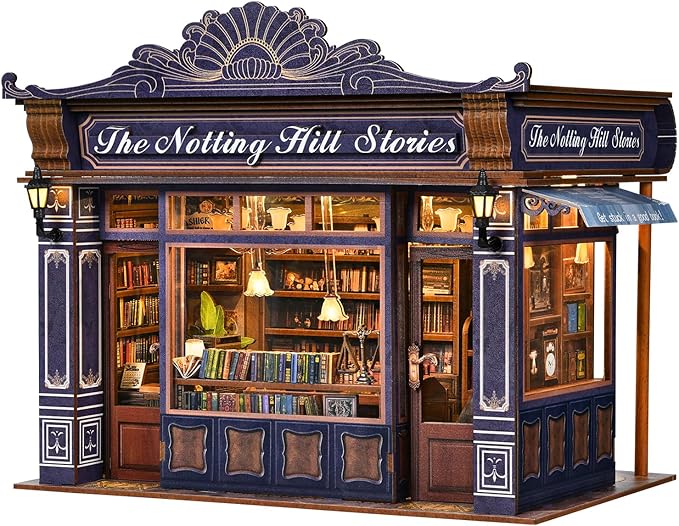 DIY Miniature House Kit, Dollhouse Fantastic Book Store for Adults to Build, Birthday/Christmas Day Gift for Family and Friends, Prefab Tiny Home with LED Lights,The Notting Hill Stories