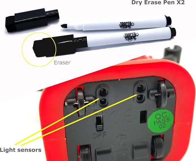MUKIKIM TracerBot Set (2 Robot Set) – Mini Inductive Robot That Follows The Black Line You Draw. Fun, Educational, and Interactive STEM Toy! Includes Trail Map, Dry Erase Board, and Playbook