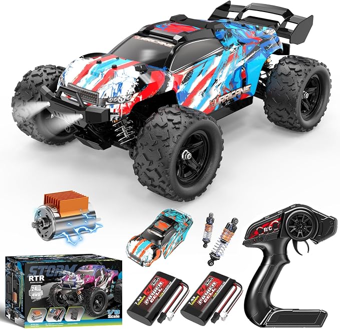 YESHIN 1:18 RC Cars 40km/h Speed 4X4 Off Road Remote Control Car, Waterproof Electric Powered All Terrain Toys Vehicles with 2 Rechargeable Batteries 2 Shells, Xmas Gifts for Kid and Adults