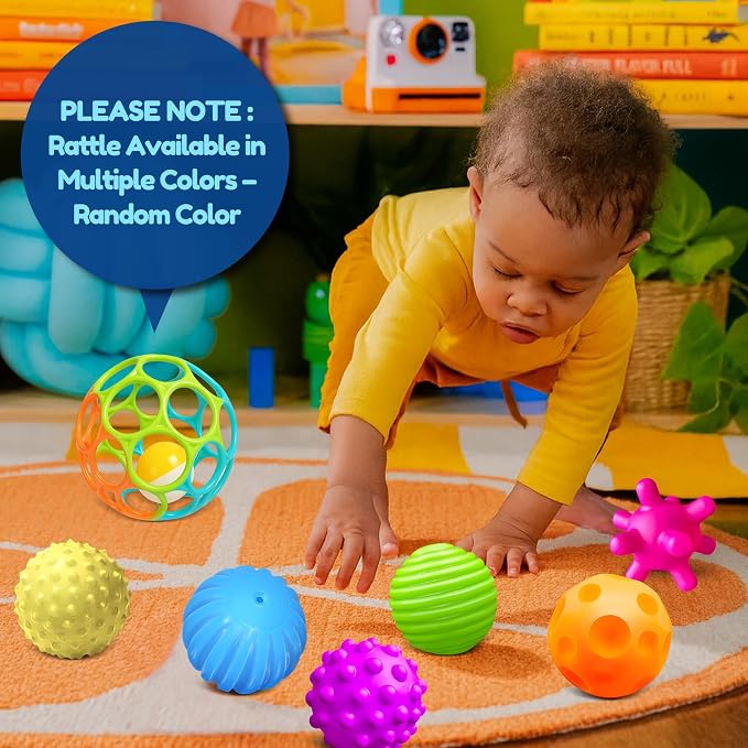 Baby Toys 6-12 Months, Sensory Textured Balls for Toddlers 1-3 Soft, Colorful Infant Rattle Teething Toys 3-6 Months Easy Grasp, Montessori Gift Sets 7-Pieces for Newborn Boys & Girls