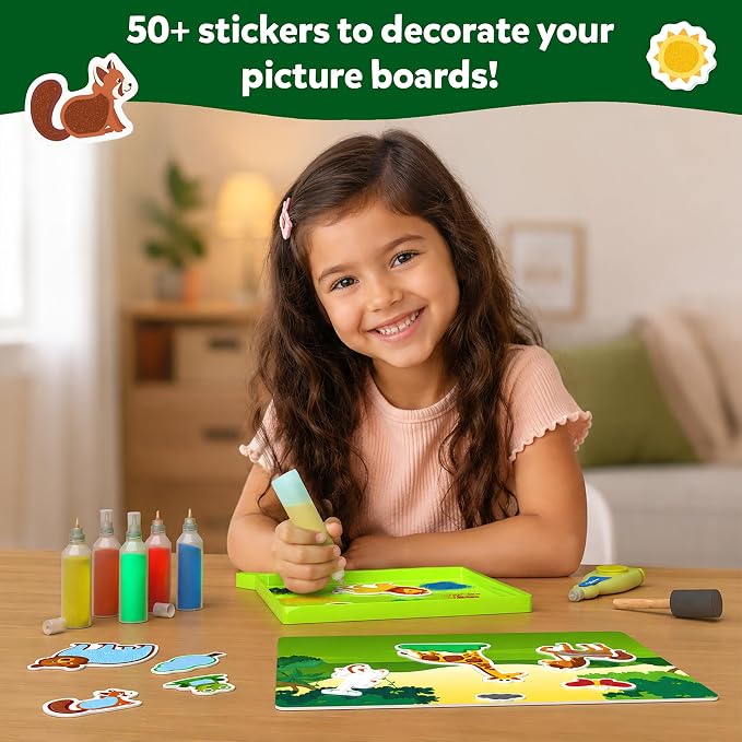 Skillmatics Sand Art Activity - Mess-Controlled DIY Animal Craft Kit with 50+ Colorful Stickers, Creative Arts & Crafts for Kids, Fun Hands-On Activity, Gifts for Ages 4, 5, 6, 7, 8, 9, 10