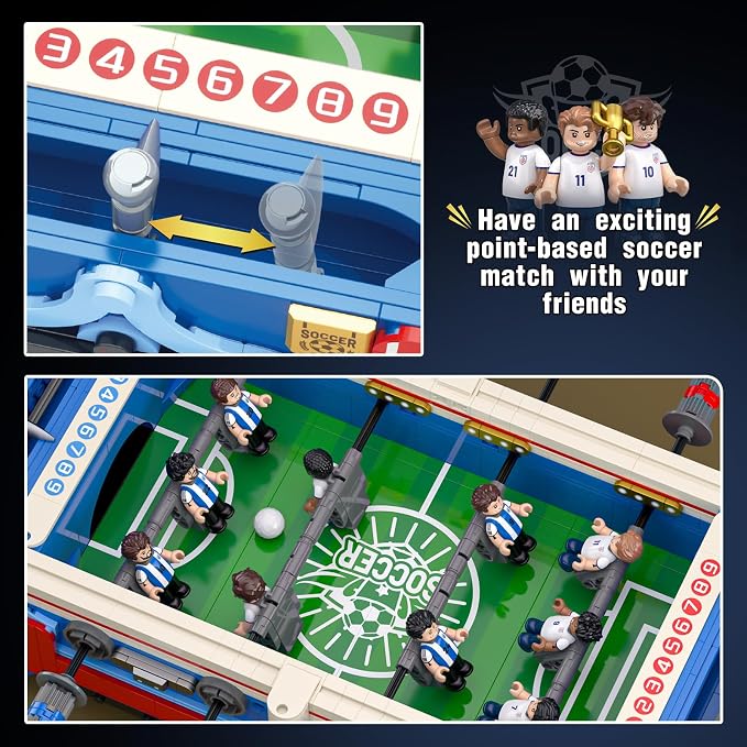Soccer Match Trophy Football Table Building Set, World Cup Theme Construction Toy, Collectible Display for Kids Ages 8+