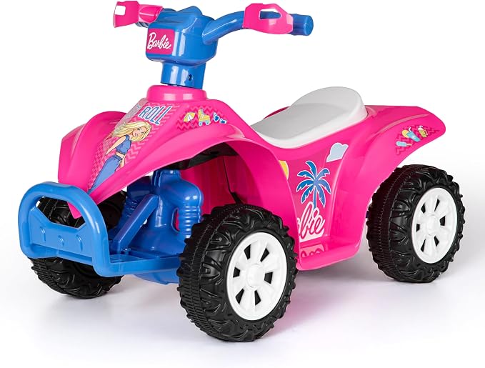 Barbie - 6V ATV Ride On Toy for Kids, LED Headlights, Battery Powered
