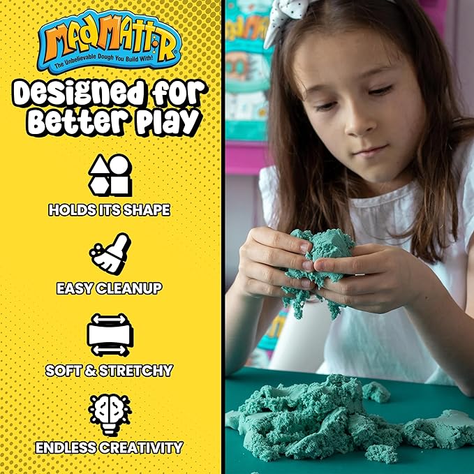 Mad Mattr 10 oz Sensory Dough Pouch, Soft Stretchy Play Dough for Kids, Never Dries Out, Mess-Free Modeling Clay for Creative Sensory Play, Ages 3 and Up, Yellow