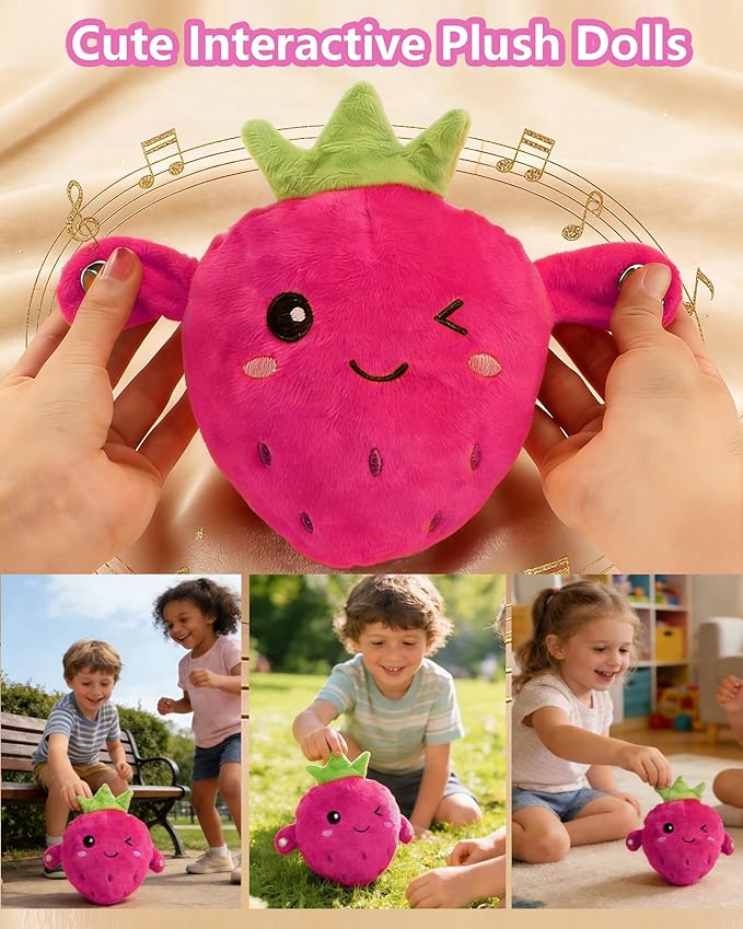 Baby Musical Sensory Toy,nteractive Musical Plush Toy with Sounds，Sensory Activity Learning Educational Kid Toy,Fun Christmas and Birthday Gifts Suitable for Multiplayer interaction (pink strawberry)