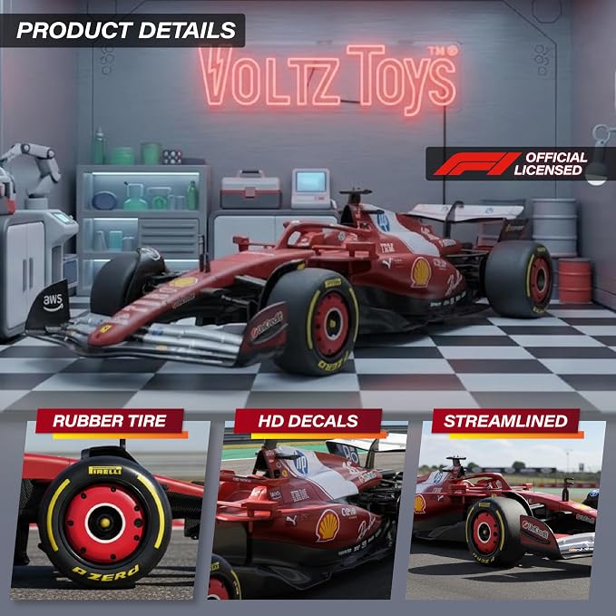 Voltz Toys Licensed 1:12 F1 Ferrari SF-25 Remote Control Vehicle - RC Series for Kids and Adults - 2.4GHz Racing Toy for Gift (1:12 Ferrari SF-25)