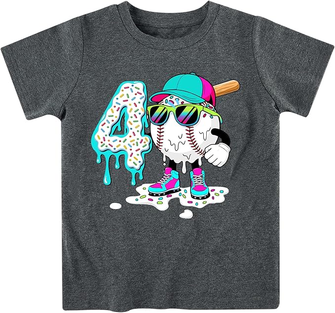 Lovekider 2-5 Years Birthday Boy Shirt Construction Party T-Shirts Excavator Cotton Short Sleeve Tee Dark Grey