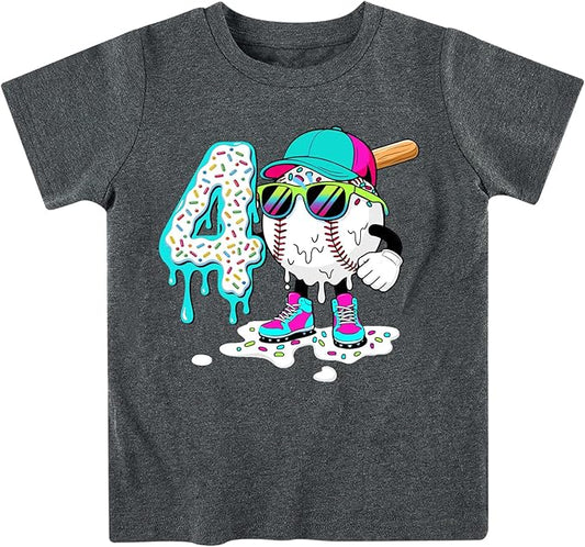 Lovekider 2-5 Years Birthday Boy Shirt Construction Party T-Shirts Excavator Cotton Short Sleeve Tee Dark Grey