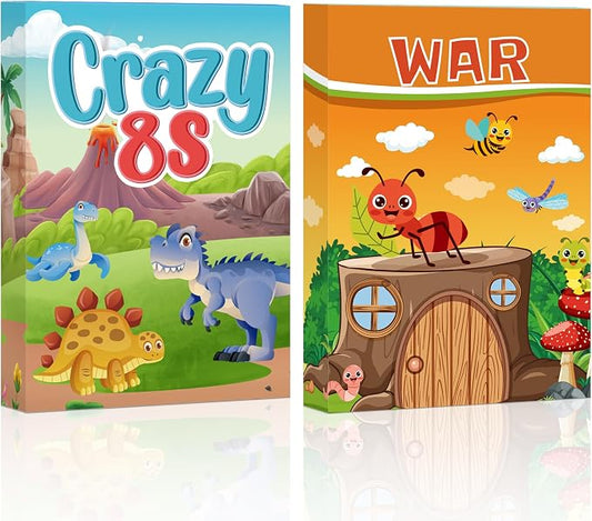 Etyishe Card Games,Card Game for Kids Toddlers Adults,2 Decks of Classic Fun Card Game for Game Nights and Family Gatherings,Great Gifts for Birthday Holiday Easter Basket Stuffers (Crazy 8s & War)