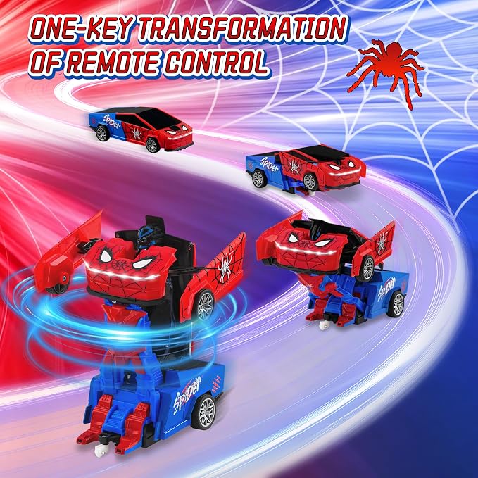 Spider Remote Control Car Cyber-Inspired Transformer Toys Cars 2.4Ghz One-Button Deformation 360° Rotation Drift Rc Car Robot Rc Truck Toy for 4 5 6 7 8+ Years Old Boy Toys